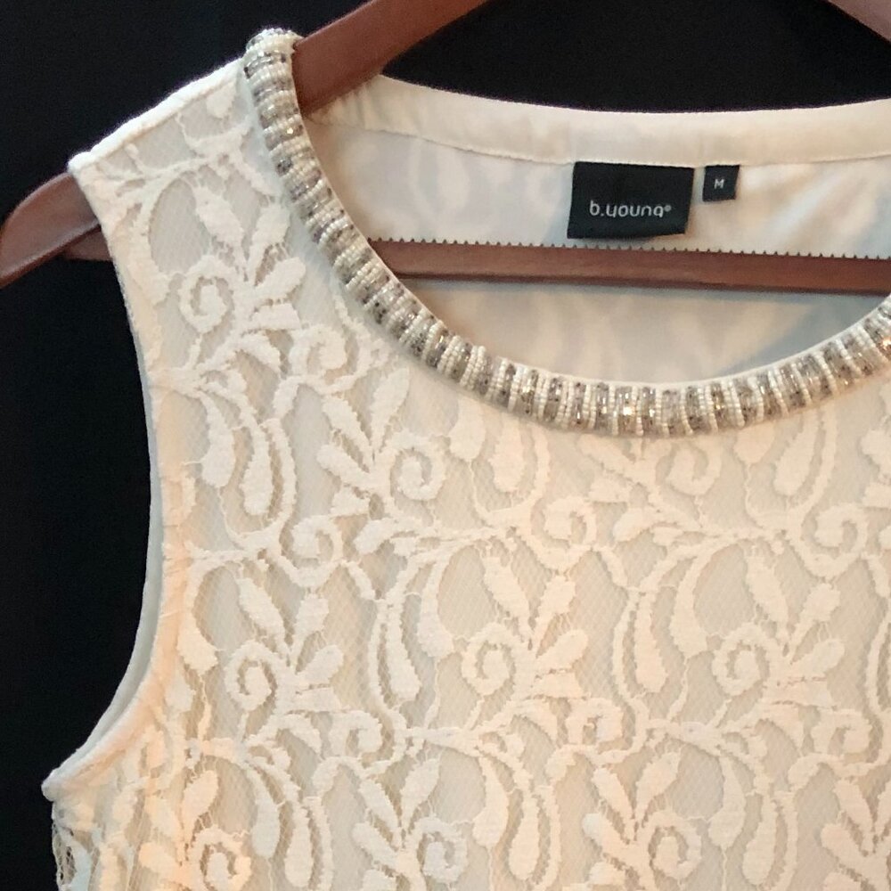 B. Young Beautiful Beaded Sleeveless Dress: Size M